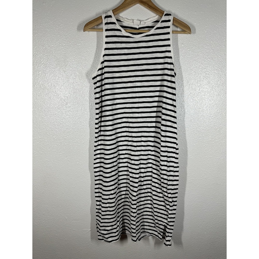 Gap Dress Womens Medium Black White Stripe Sleeveless Tank Cotton Casual Summer